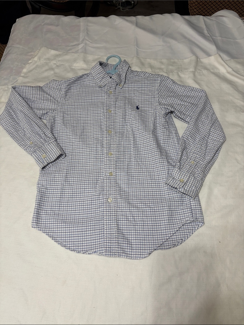 Ralph Lauren Blue and White Small Check Button-Down Shirt view picture